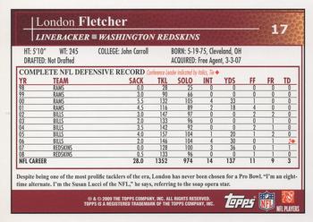 2009 Topps #17 London Fletcher Back