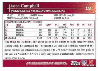 2009 Topps #18 Jason Campbell Back