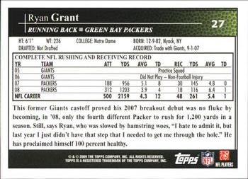 2009 Topps #27 Ryan Grant Back