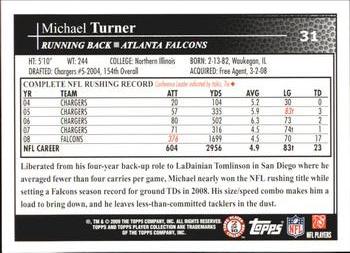 2009 Topps #31 Michael Turner Back