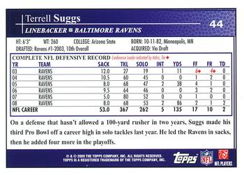 2009 Topps #44 Terrell Suggs Back