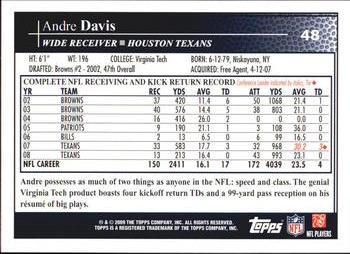 2009 Topps #48 Andre Davis Back