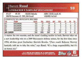 2009 Topps #59 Barrett Ruud Back