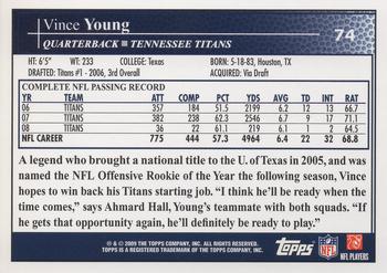 2009 Topps #74 Vince Young Back