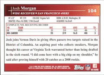 2009 Topps #104 Josh Morgan Back