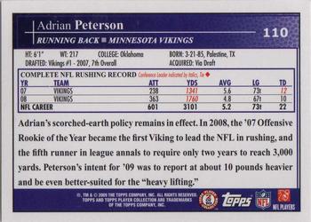 2009 Topps #110 Adrian Peterson Back