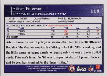 2009 Topps #110 Adrian Peterson Back