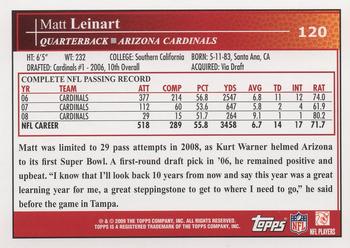 2009 Topps #120 Matt Leinart Back