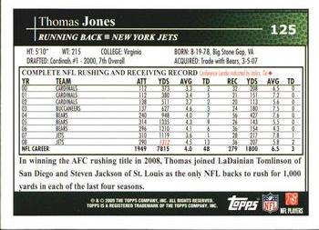 2009 Topps #125 Thomas Jones Back