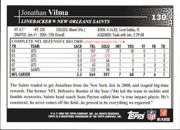 2009 Topps #130 Jonathan Vilma Back