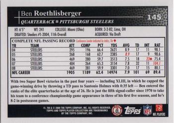 2009 Topps #145 Ben Roethlisberger Back