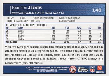 2009 Topps #148 Brandon Jacobs Back