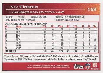 2009 Topps #168 Nate Clements Back