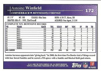 2009 Topps #172 Antoine Winfield Back