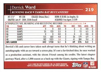 2009 Topps #219 Derrick Ward Back