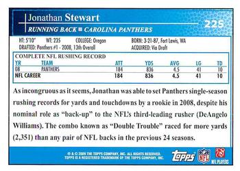 2009 Topps #225 Jonathan Stewart Back