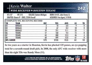 2009 Topps #242 Kevin Walter Back