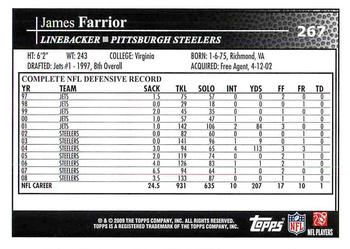 2009 Topps #267 James Farrior Back