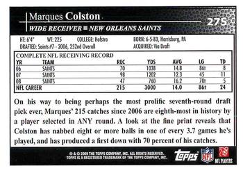2009 Topps #275 Marques Colston Back