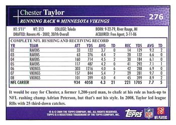 2009 Topps #276 Chester Taylor Back