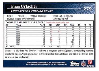 2009 Topps #279 Brian Urlacher Back