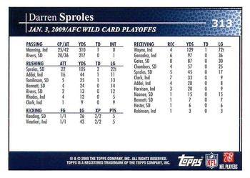 2009 Topps #313 Darren Sproles Back