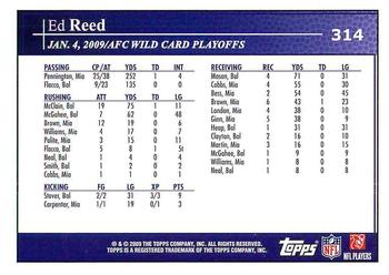 2009 Topps #314 Ed Reed Back