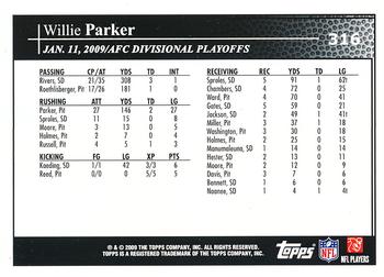 2009 Topps #316 Willie Parker Back