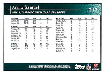 2009 Topps #317 Asante Samuel Back