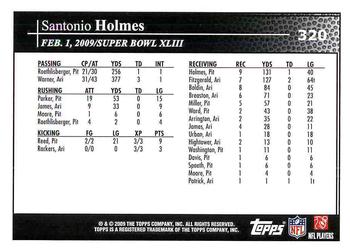 2009 Topps #320 Santonio Holmes Back
