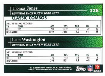 2009 Topps #328 Thomas Jones / Leon Washington Back