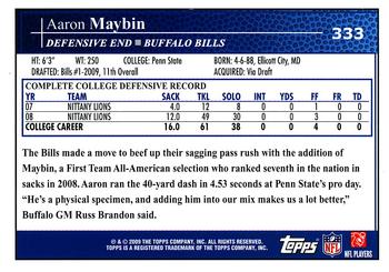 2009 Topps #333 Aaron Maybin Back