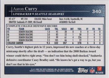 2009 Topps #340 Aaron Curry Back