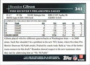 2009 Topps #341 Brandon Gibson Back