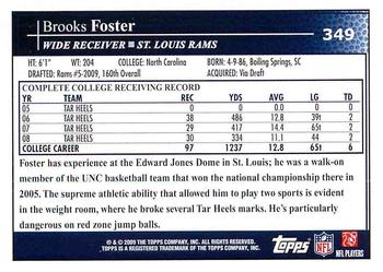 2009 Topps #349 Brooks Foster Back