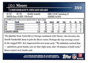 2009 Topps #359 D.J. Moore Back