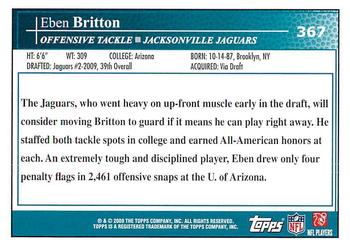 2009 Topps #367 Eben Britton Back