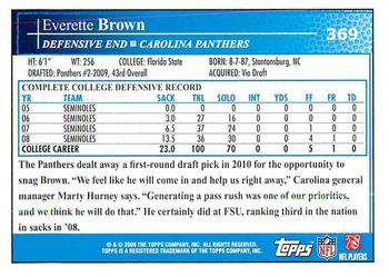 2009 Topps #369 Everette Brown Back