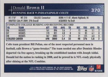 2009 Topps #370 Donald Brown Back
