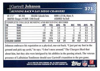 2009 Topps #371 Gartrell Johnson Back