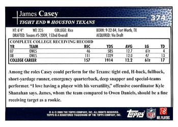 2009 Topps #374 James Casey Back