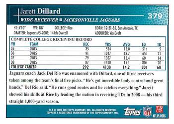 2009 Topps #379 Jarett Dillard Back