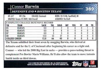2009 Topps #389 Connor Barwin Back