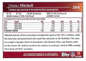 2009 Topps #394 Marko Mitchell Back
