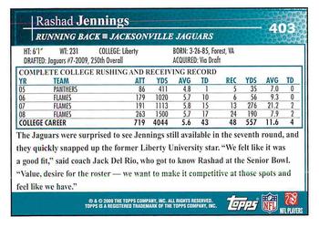 2009 Topps #403 Rashad Jennings Back