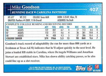 2009 Topps #407 Mike Goodson Back