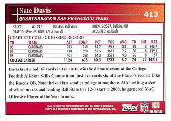2009 Topps #413 Nate Davis Back