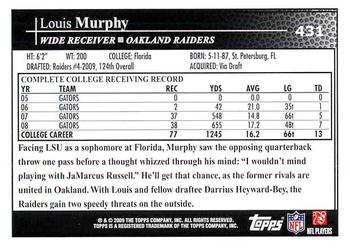 2009 Topps #431 Louis Murphy Back