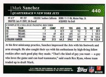 2009 Topps #440 Mark Sanchez Back