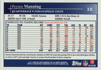 2009 Topps #10 Peyton Manning Back